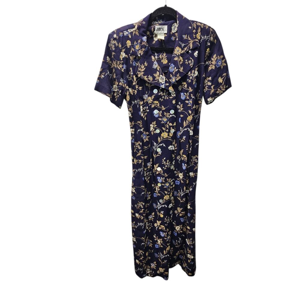 Vintage 1990s Black Floral Chiffon Bias Cut Maxi Size 10 Fairy Boho Button-Up